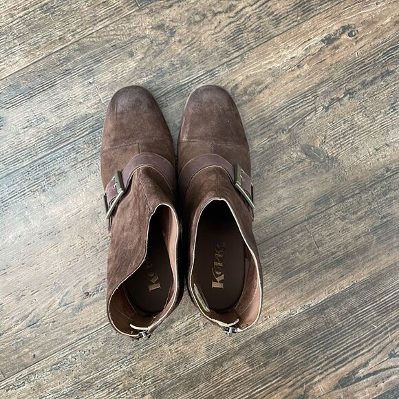 Korks Boots by Kork Ease Sz 10M Denoon Brown Suede Buckle Heeled Booties Ankle - Picture 5 of 11